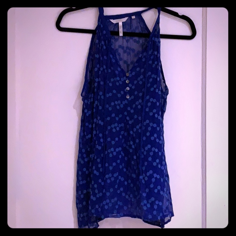 Anthro Deep Blue Sheer Top